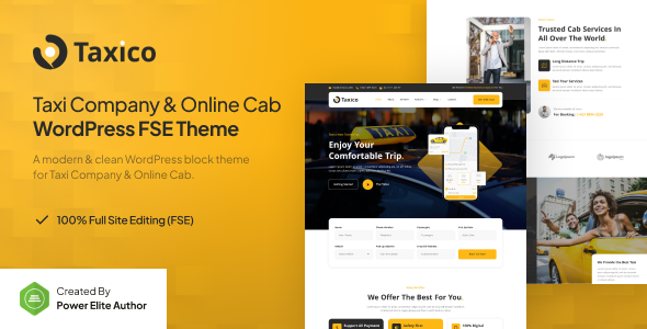 Taxico – Taxi Company & Online Cab Service Gutenverse FSE WordPress Theme