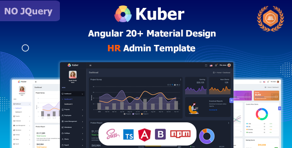 Kuber - Angular 20+ HR, Projects & Employee Management Material Design Admin Template