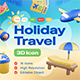 Holiday Travel 3D Icons - 3DOcean Item for Sale