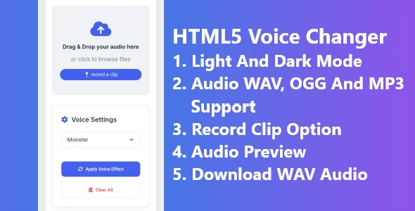 Pure HTML5 MP3 Voice Changer Tool Without API