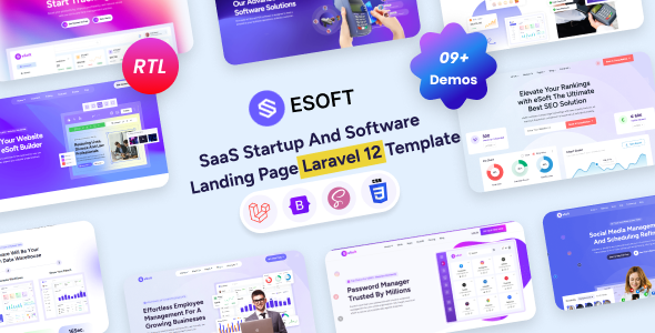eSoft - Laravel 12 SaaS Startup & Software Landing Page Template