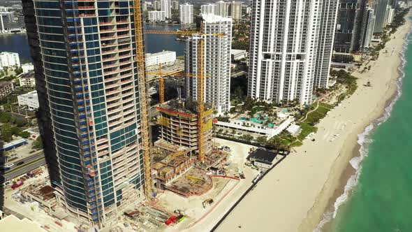 Aerial buildings under development Miami Dade Sunny Isles Beach fL