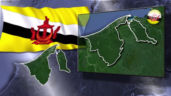 Brunei Flag And Map Animation
