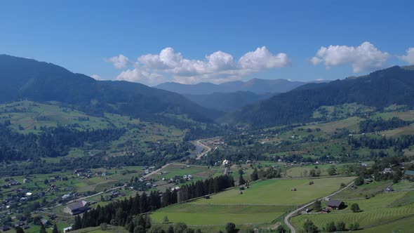 Panoramic View of Carpathian Mountains on a Sunny Day