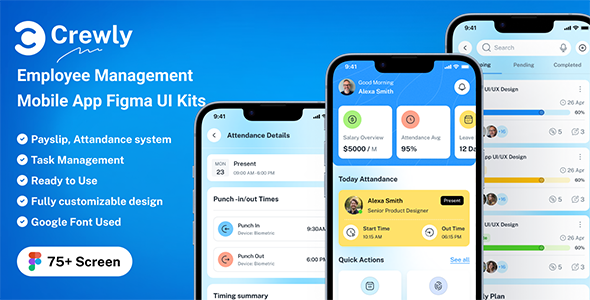 Crewly - Employee Management Mobile App Figma UI Kits