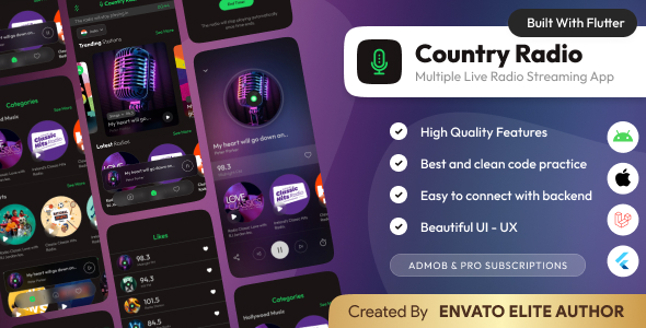 Country Radio : Online Live Radio Streaming app (Flutter/Laravel)