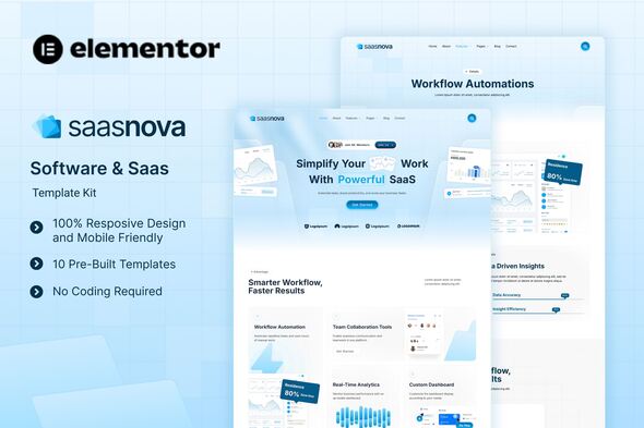 SaaSNova - Software & Saas Elementor Template Kit