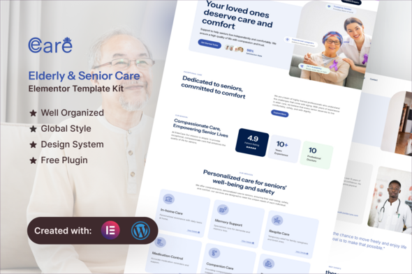 ElderCare - Elderly & Senior Care Elementor Template Kit