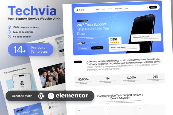 Techvia - Tech Support Service Elementor Template Kit