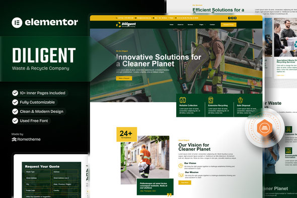 Diligent - Waste Management & Recycling Company Elementor Template Kit