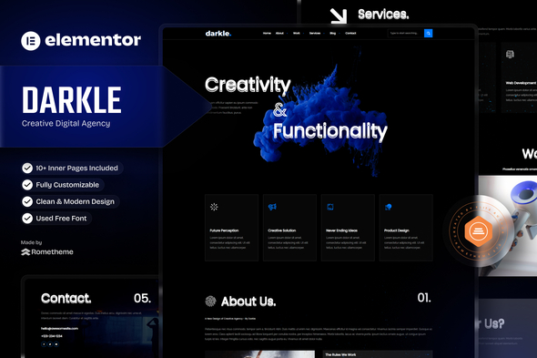 Darkle - Creative & Digital Agency Elementor Template Kit