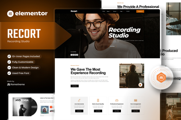 Recort - Recording Studio Elementor Template Kit