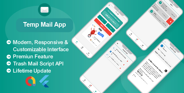 Temp Mail - Temporary Disposable Email Address Flutter App, Trash Mails API
