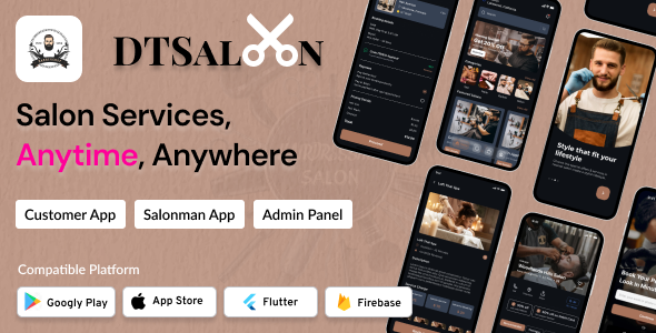 DTSalon - Salon Booking App for Android & iOS with Admin Panel (Hair, Beauty, Skin & Spa Services)