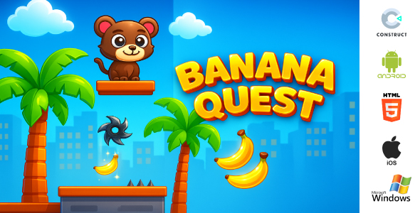 Banana Quest – Platformer Puzzle Game (HTML5 + Android + iOS + PC | Construct 3)