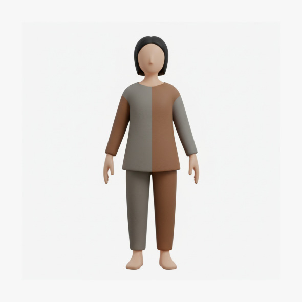 Neutral Stylized Human Female Character – Minimalistic 3D Model