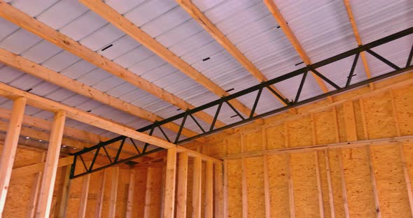 Building Frame Composition Ith Timber Joists Roofing Panels