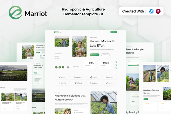 Marriot - Hydroponic & Agriculture Elementor Template Kit