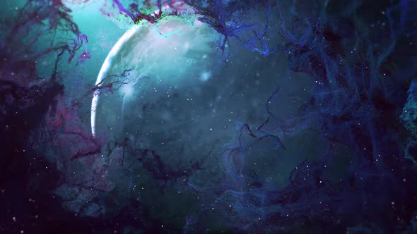 Nebula Blue Cloud with Planet