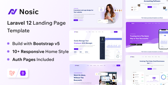 Nosic - Laravel 12 Responsive Landing Page Template