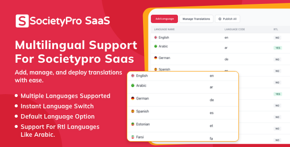 Language Pack Module for SocietyPro SAAS