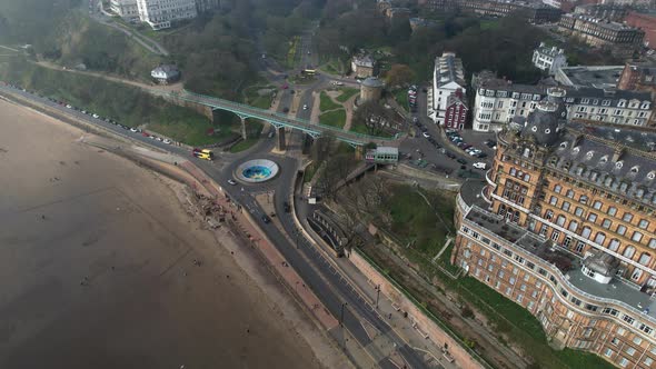 Aerial View Of The Cliff Bridge, Previously known as the Spa Bridge, A footbridge in Scarborough, No