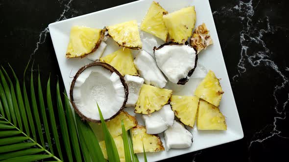 Summer Popsicles on Stick. Pinacolada Flavour. Made with Pineapple, Cocount Milk, Rum. Vegan Snack