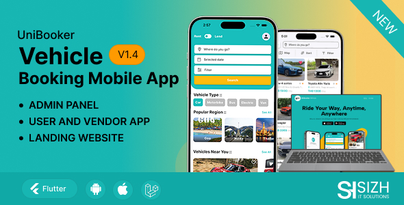 UniBooker Vehicle - Multivendor Car Booking, Taxi Booking & Vehicle Rental App with Admin Panel