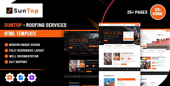 Suntop – Roofing Services HTML Template
