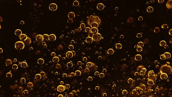 Super Slow Motion Shot of Moving Oil Bubbles Isolated on Black Background at 1000Fps