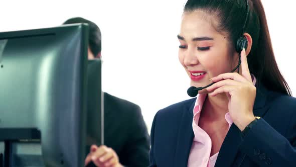 Business People Wearing Headset Working in Office