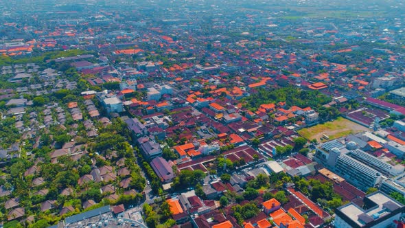 Aerial View Of The Rooftops Of A City In Bali