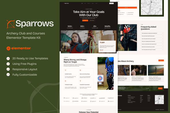 Sparrows - Archery Club & Courses Elementor Template Kit