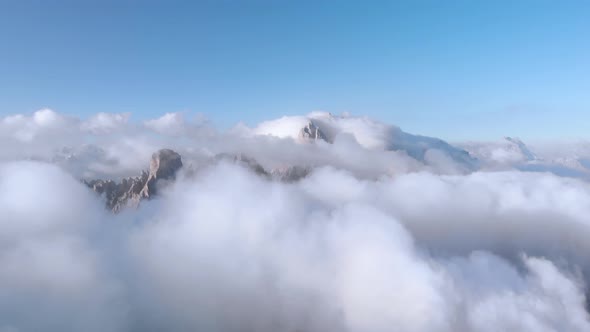 Aerial Fly Over Dolomites Mountains in Italy South Tyrol