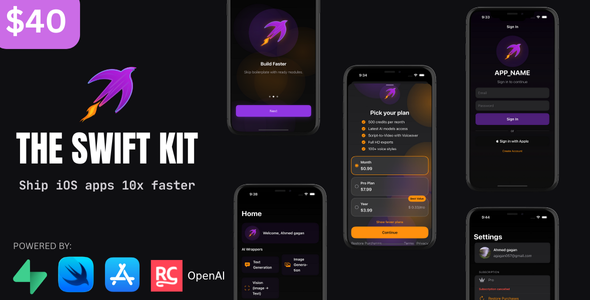 The Swift Kit iOS App Starter Kit – SwiftUI, AI Wrappers, Supabase, RevenueCat