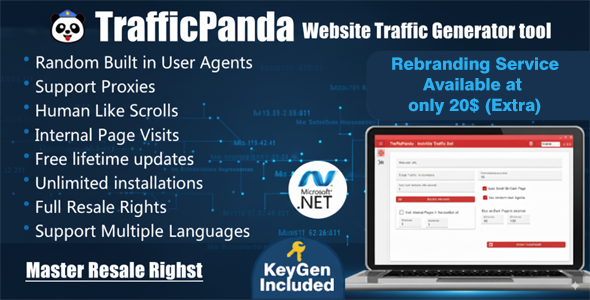 TrafficPanda - multi threaded Website Traffic Generation Bot - with Resale Rights