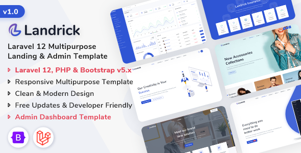 Landrick - Laravel 12 Saas & Software Landing & Admin Dashboard Template