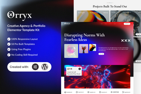 Orryx - Creative Agency & Portfolio Elementor Template Kit
