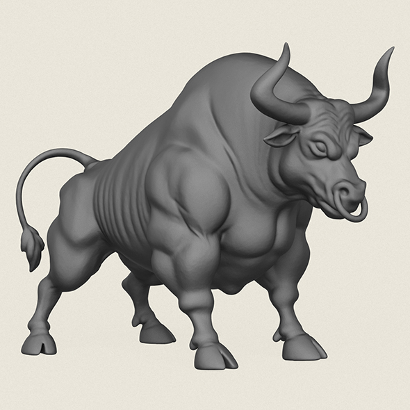 Muscular Young Bull Print Ready 3D Model