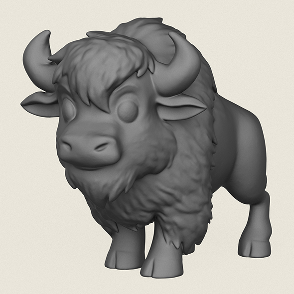 Cartoon Bison Print Ready 3D Model