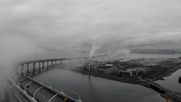 Passing Over Bridge with Heavy Fog Around