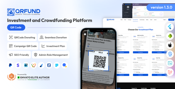 QRFund - Investment and Crowdfunding Platform with QR Code Full Solution