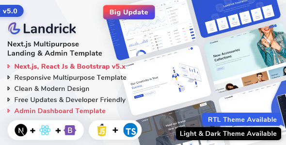 Landrick - Next Js Multipurpose Landing & Admin Dashboard Template