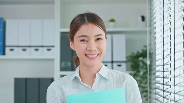 Portrait of Asian young smart businesswoman work in company office. Job application and recruitment