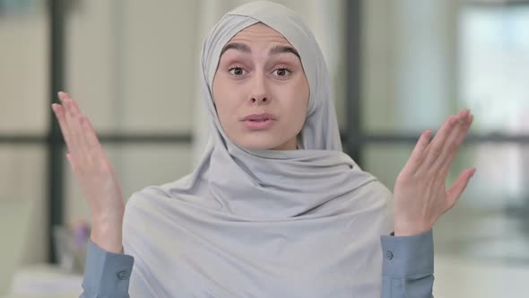 Disappointed Young Arab Woman Reacting Loss