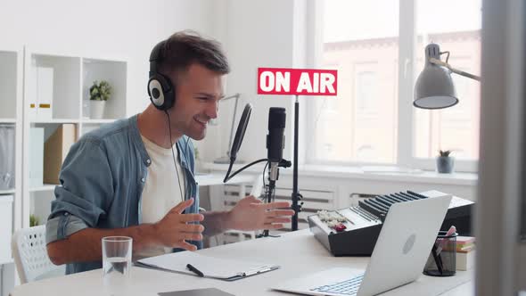 Man Broadcasting on Radio