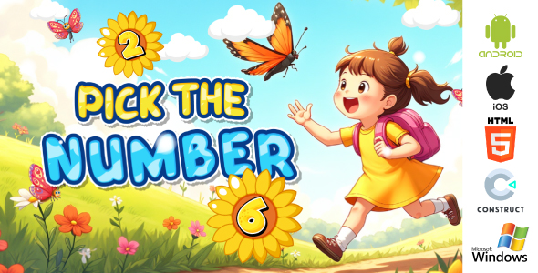Educational Kids Game Template – Pick the Number | Construct 3