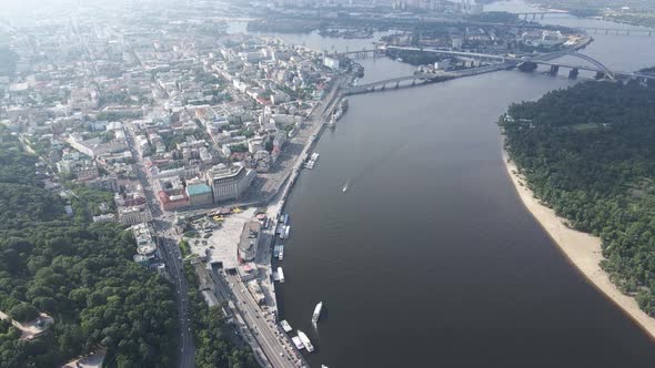 Kyiv, Ukraine. Aerial View. Slow Motion