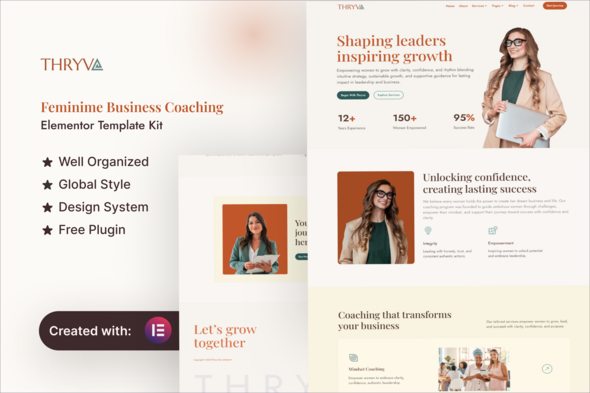 Thryva - Feminime Business Coaching Elementor Template Kit