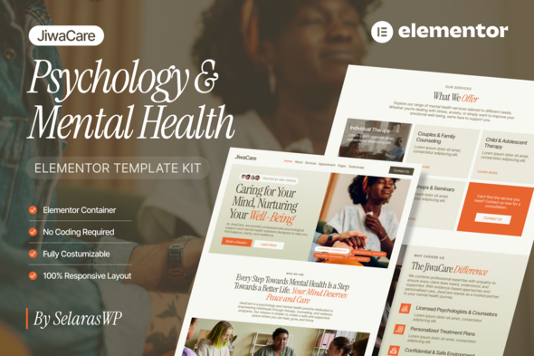 JiwaCare - Psychology & Mental Health Elementor Template Kit